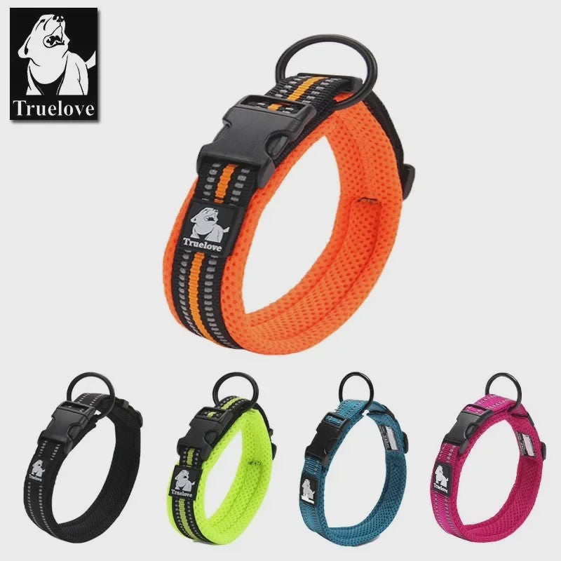 Truelove Verstelbare Hondenhalsband - Gewatteerd Mesh, 3M Reflecterend Nylon, Duurzaam & All-Weather, 8 Maten