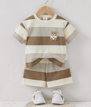 Zomerse Baby Set: Ademend Gebreid T-shirt & Short Outfit (2-delig) voor Jongens & Meisjes