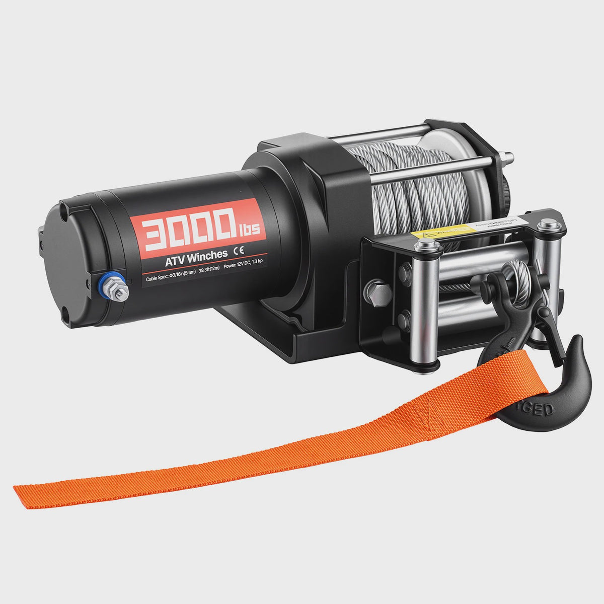 SucceBuy 3000LBS Elektrische Lier 12V met Bedrade Afstandsbediening - Waterdicht & Robuust