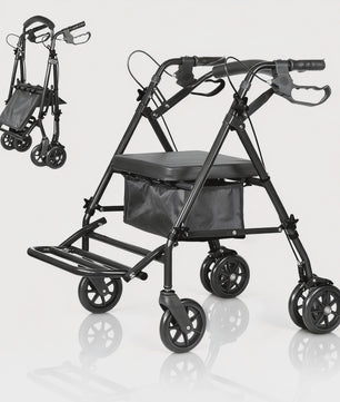 2-in-1 Rollator en Transportstoel voor Senioren - Opvouwbaar Aluminium Mobiliteitshulpmiddel