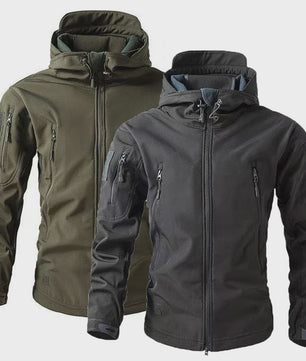 Heren Softshell Fleece Outdoor Jas met Capuchon - Winddicht & Warm voor Camping, Hiking, Jagen