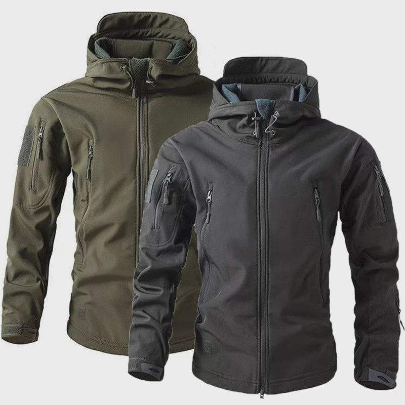 Heren Softshell Fleece Outdoor Jas met Capuchon - Winddicht & Warm voor Camping, Hiking, Jagen
