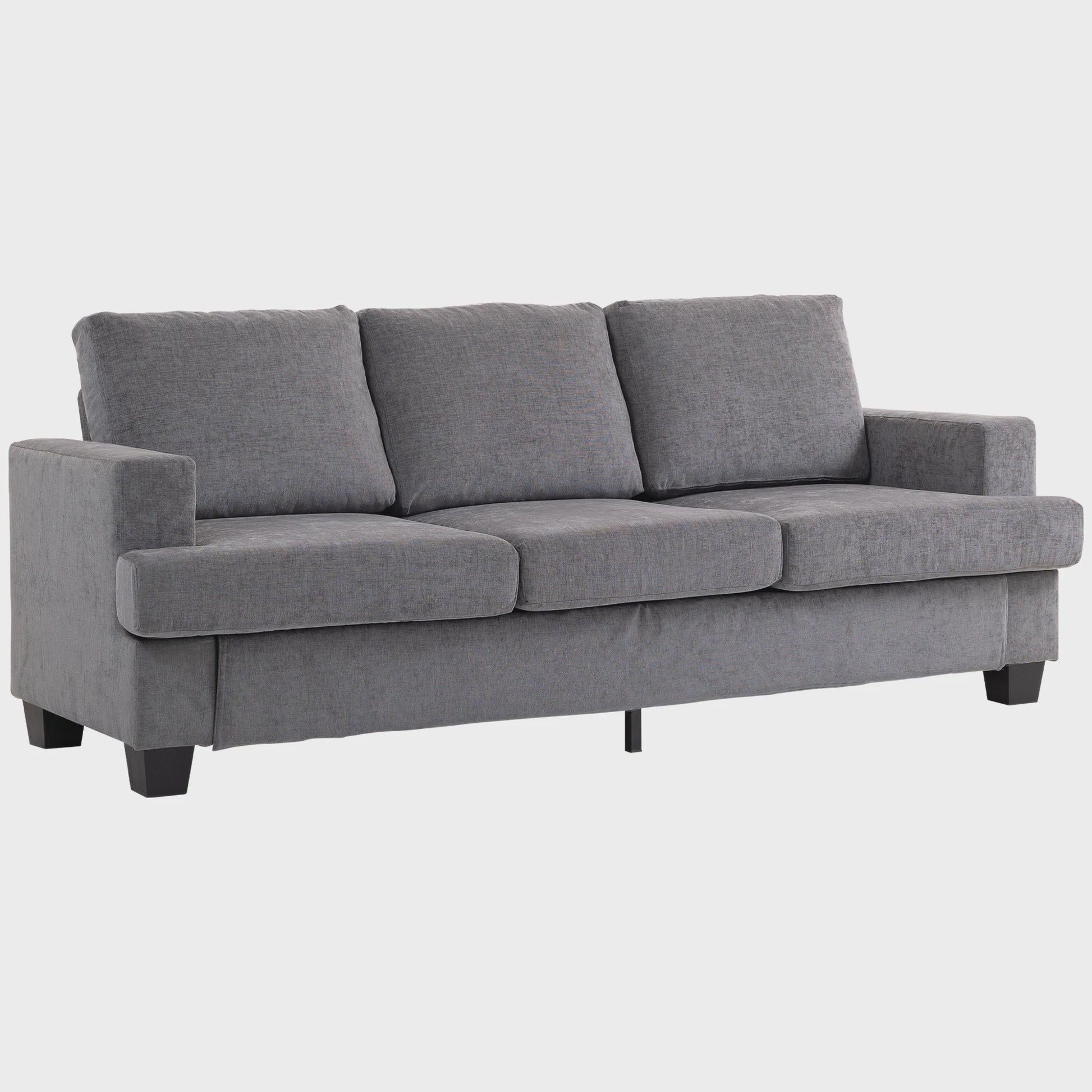 Moderne Grijze 3-zitsbank in Chenille - 213 cm Breed