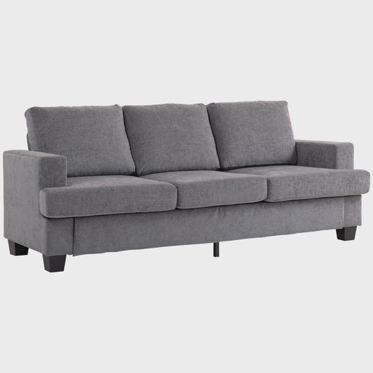 Moderne Grijze 3-zitsbank in Chenille - 213 cm Breed