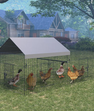 Ruime Metalen Kippenren met Dak - Draagbare Vogelkooi voor Kippen, Konijnen en Eenden