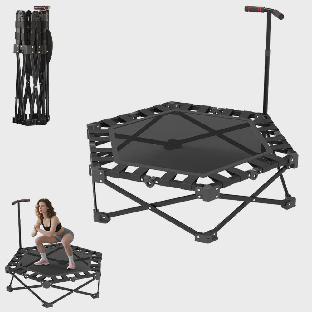 Opvouwbare Fitness Trampoline Mini Rebounder met Verstelbare Handgreep - Indoor/Outdoor