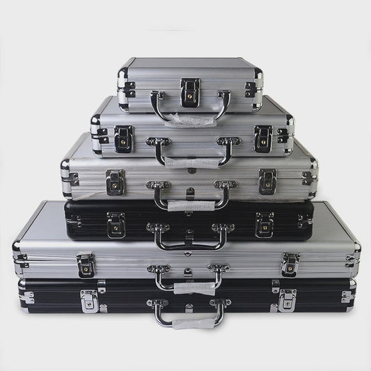 Aluminium Poker Chip Koffer - Zwart/Zilver - 100-500 Chips