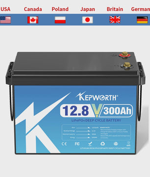 KEPWORTH 12.8V LiFePO4 Accu 180Ah/300Ah met Geüpgrade BMS - 6000 Cycli voor Camper, Boot, Golfkar