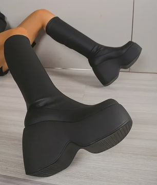 Gothic Plateau Laarzen Dames - Zwart, Maat 43, Comfortabel & Elegant