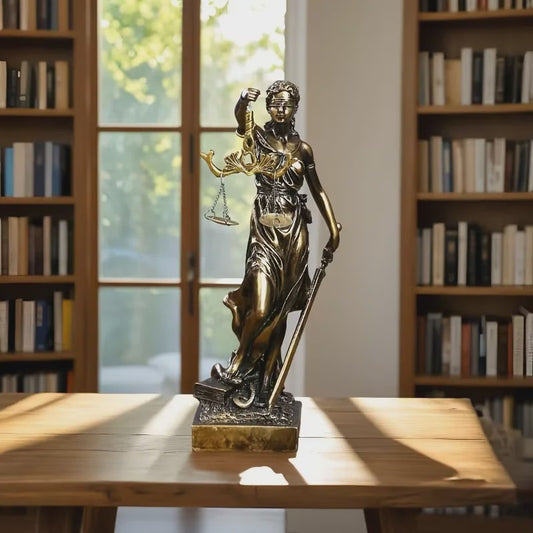 Gerechtigheid Goddess Standbeeld - Retro Kantoor Decoratie & Uniek Cadeau