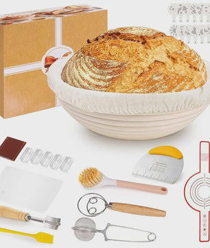 Brood Bakmand Set 23cm - Professionele Rijs- en Bakaccessoires voor Sourdough Brood