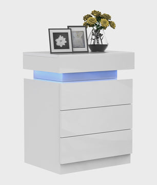 Nachtkastje met 3 Lades en LED Verlichting - Modern Design