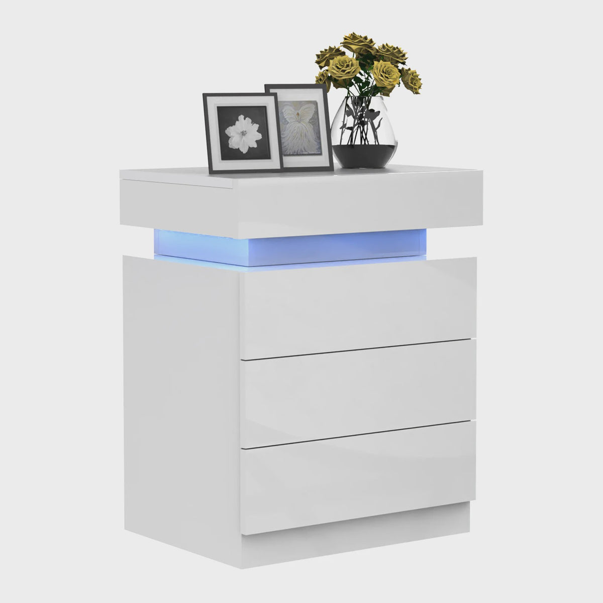 Nachtkastje met 3 Lades en LED Verlichting - Modern Design