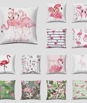 Vrolijke Flamingo Kussenhoes Vierkant - Decoratie voor Bank & Auto