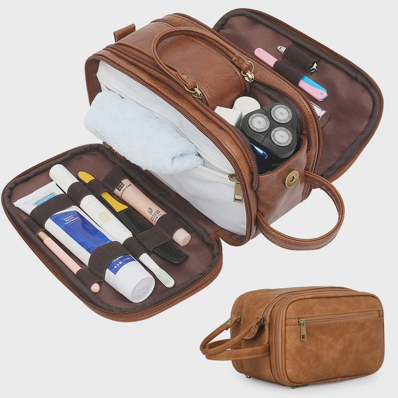 Waterdichte Reis Toilettas Heren - Ruime Wash Bag met Make-up Organizer en Nat/Droog Vak