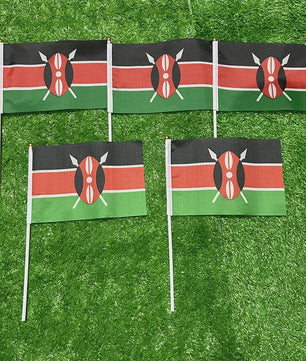 Kenya Handvlag met Plastic Stok - 21x14cm - Ideaal voor Sport, Decoratie & Feesten