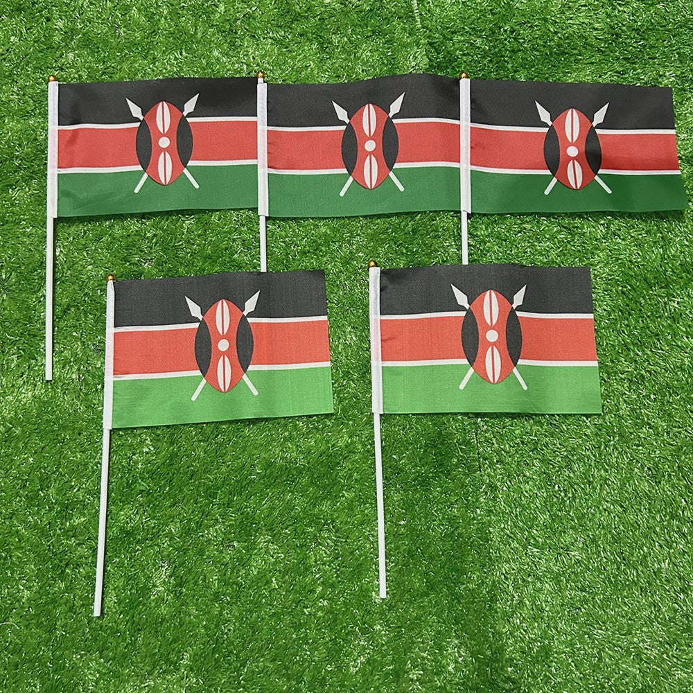 Kenya Handvlag met Plastic Stok - 21x14cm - Ideaal voor Sport, Decoratie & Feesten