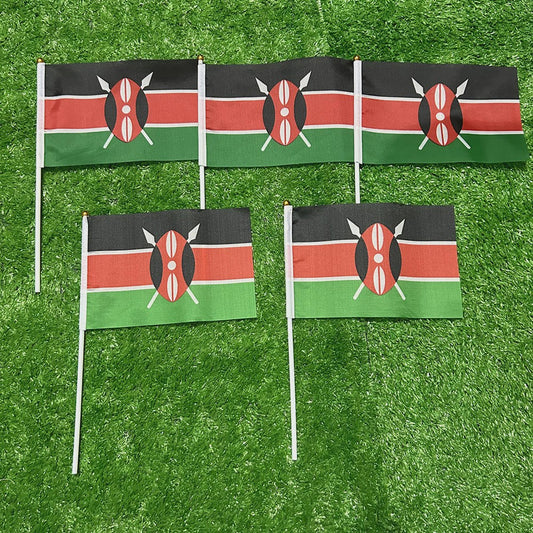 Kenya Handvlag met Plastic Stok - 21x14cm - Ideaal voor Sport, Decoratie & Feesten