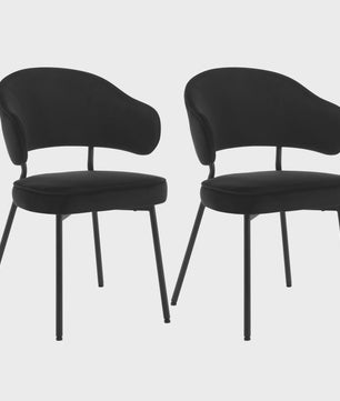 Set van 2 gestoffeerde eetkamerstoelen met armleuningen en rugleuning - Comfortabele lounge stoel voor keuken of woonkamer
