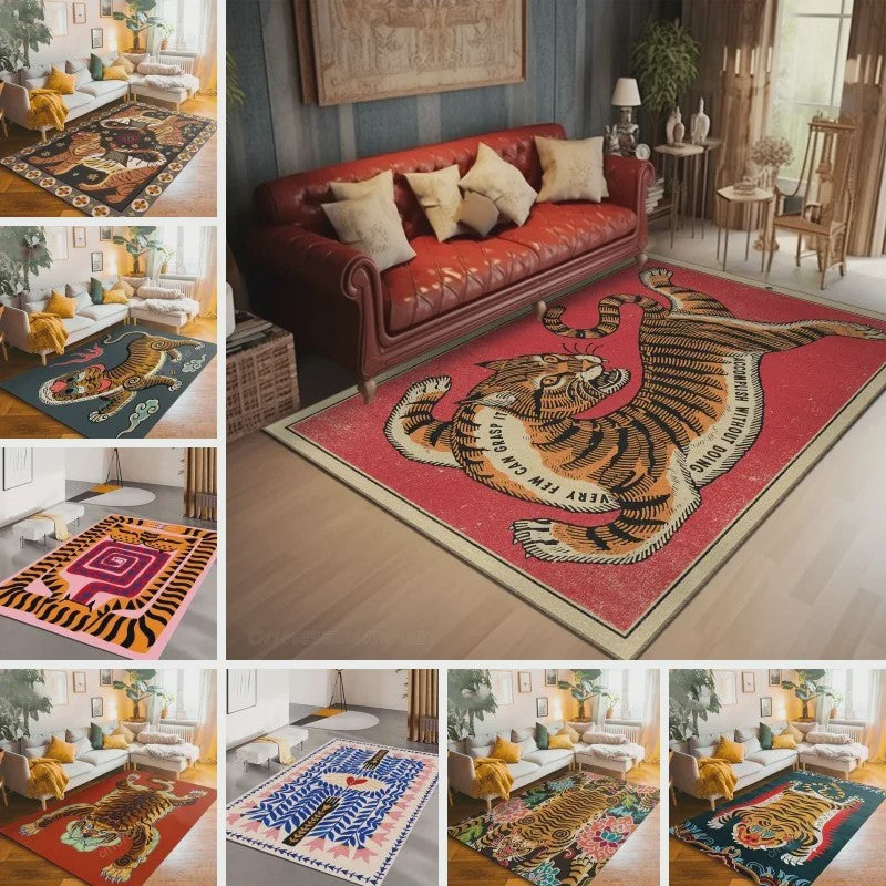 Bohemian Tibetaanse Tijger Vloerkleed - Antislip Decoratief Kleed voor Woonkamer & Slaapkamer