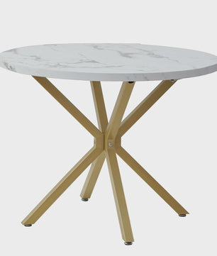 Moderne Ronde Eettafel 100cm met Marmerlook - Luxe en Stijlvol Design