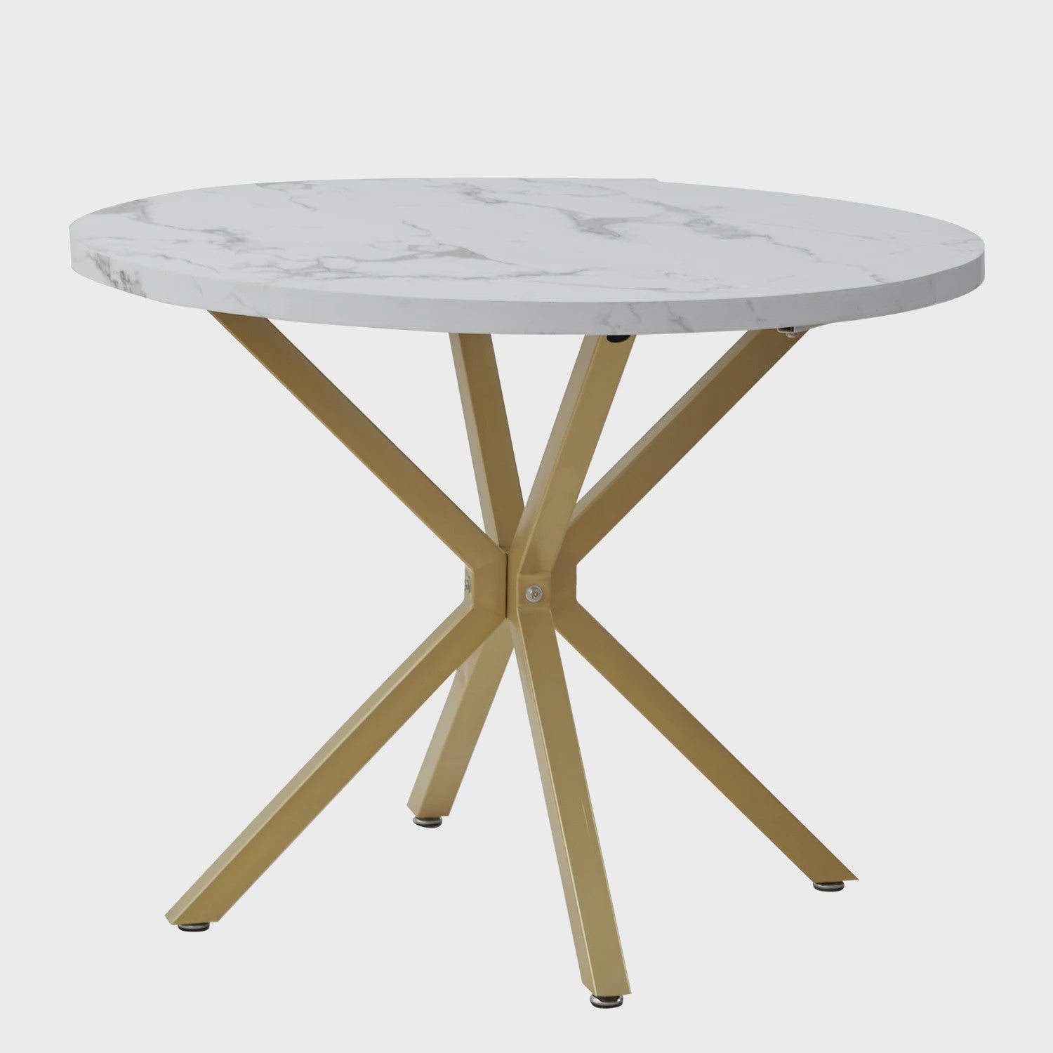 Moderne Ronde Eettafel 100cm met Marmerlook - Luxe en Stijlvol Design