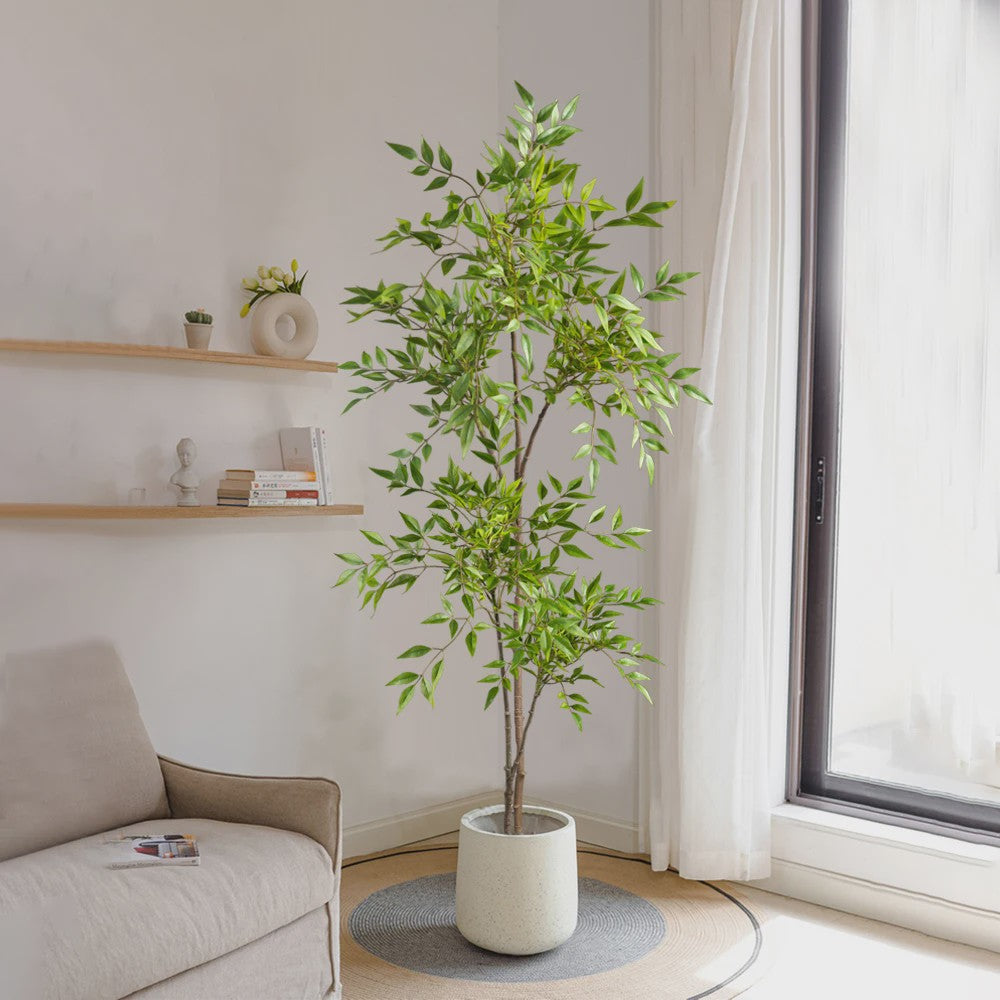 Kunstplant Nandina met Bamboe Bladeren - 75-140cm Hoog