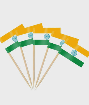 100x Mini India Vlaggetjes op Houten Prikkers - Ideaal voor Cupcakes, Cocktails & Feestdecoratie