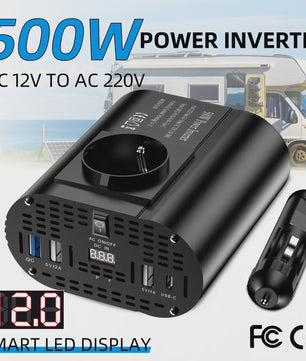 Krachtige 400W/500W/1500W Auto Omvormer: DC 12V naar AC 220V met 3x USB 2.0 en 1x USB QC3.0