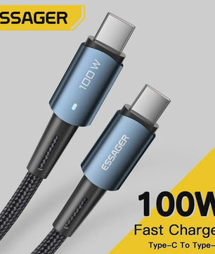 Essager PD 100W Type C naar C Kabel - Snel Opladen & Data voor Telefoon, Laptop, iPad