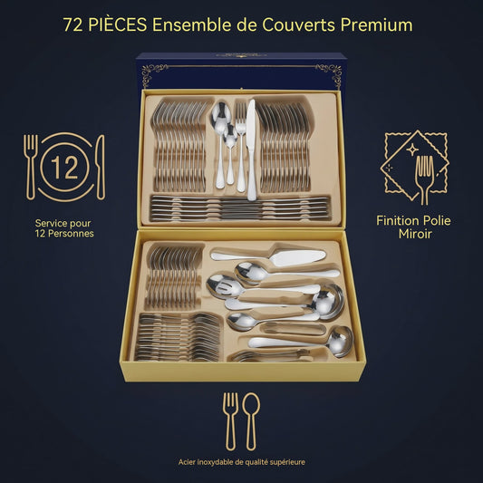 Luxe 72-delige Bestekset - Zilverkleurig - Cadeaubox - Serie 1010