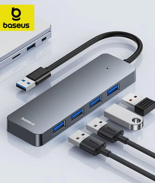 Baseus 4-Poorts USB 3.0 Hub - Snelle Dataoverdracht voor Laptop & PC