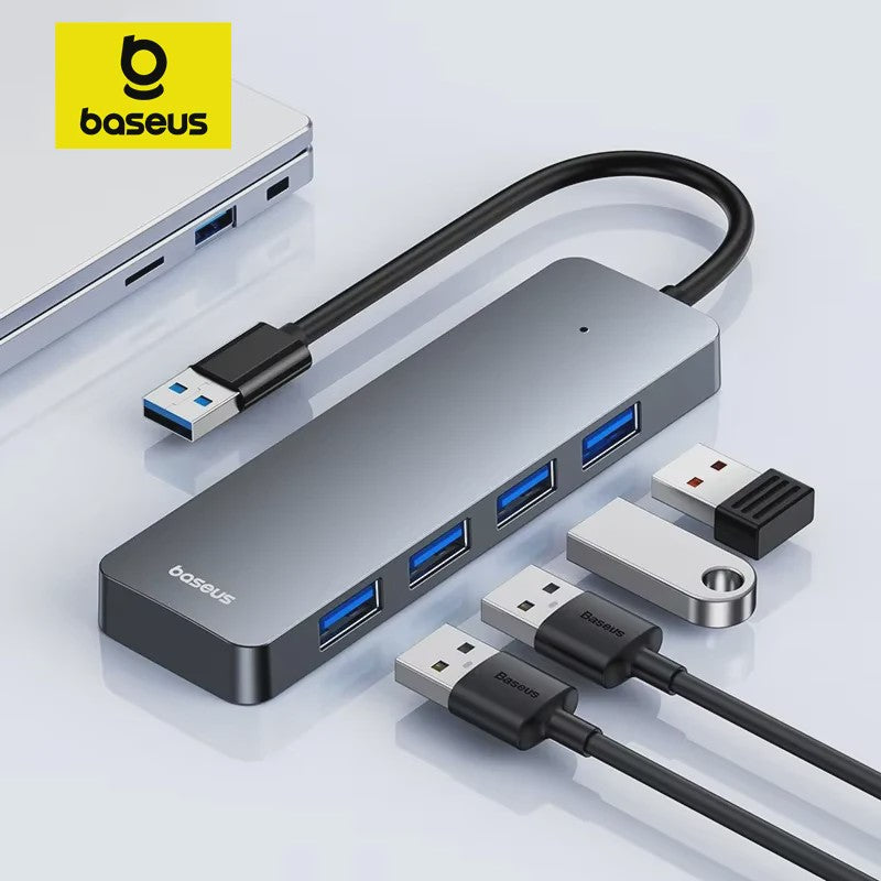Baseus 4-Poorts USB 3.0 Hub - Snelle Dataoverdracht voor Laptop & PC