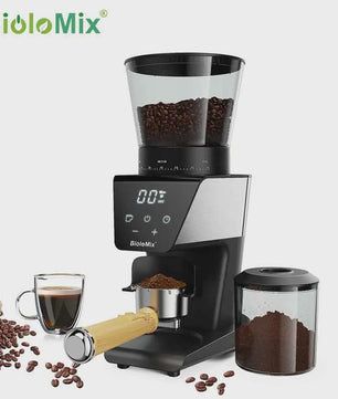 BioloMix Elektrische Koffiemolen met 30 Instellingen & Timer - Perfect voor Espresso, Filterkoffie & Meer