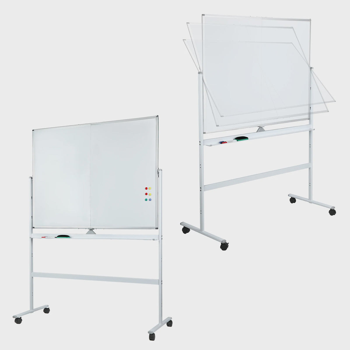 Dubbelzijdig Verrijdbaar Whiteboard 90x120cm - Magnetisch & Uitwisbaar