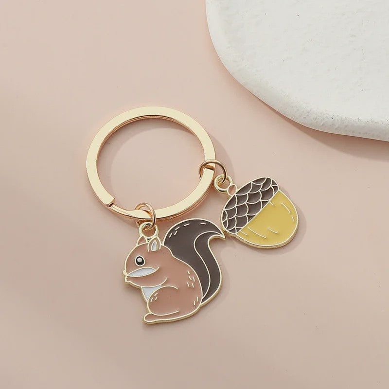 Schattige Eekhoorn & Eikel Sleutelhanger - Handgemaakte Sieraden voor Tas of Sleutels