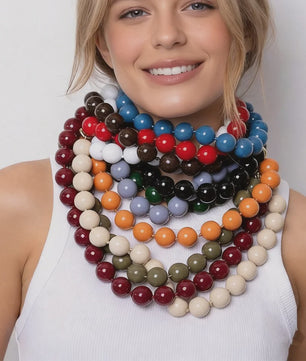 Handgemaakte Retro Acryl Ketting met Grote Kleurrijke Kralen - Statement Choker