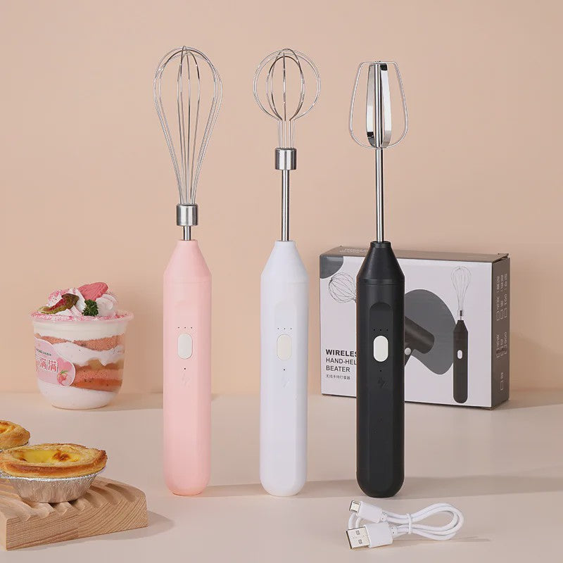 Draadloze Multifunctionele Garde: Compacte Handmixer met Melkopschuimer & Automatische Roerder