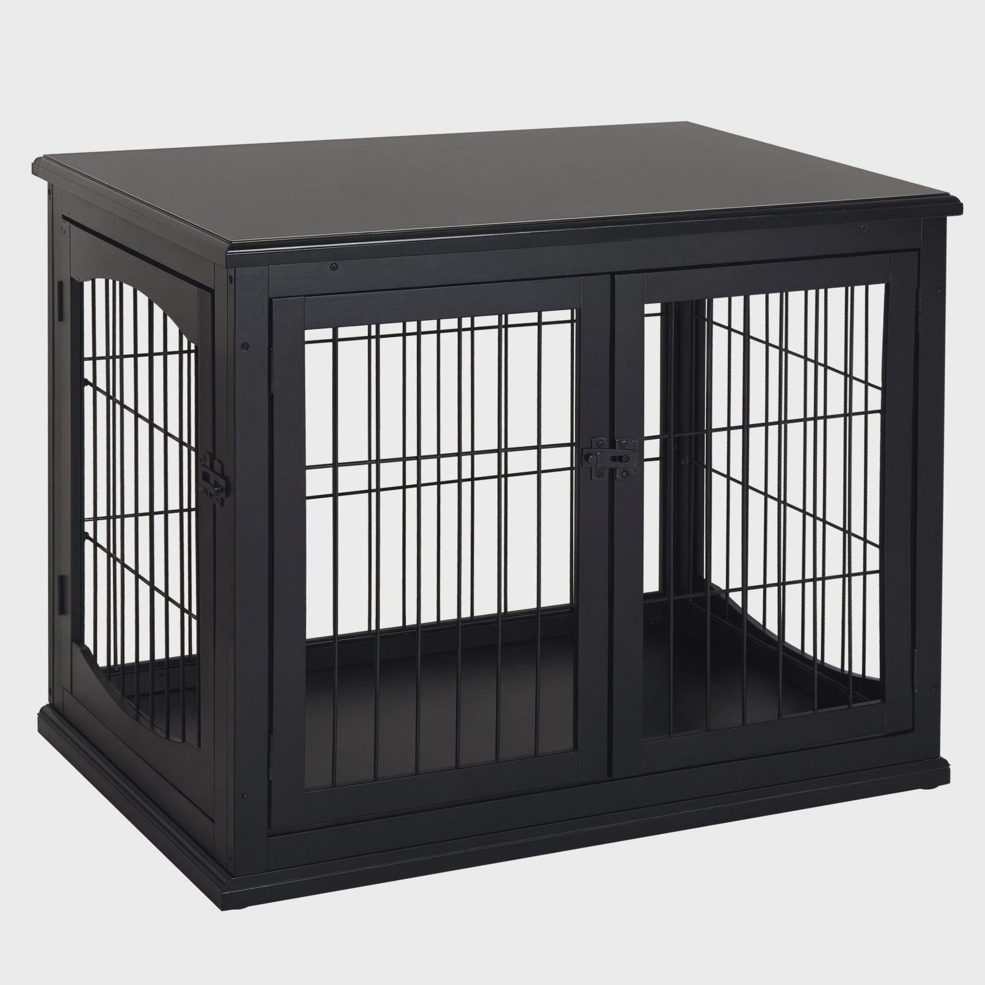 Hondenkooi Meubel met 3 Deuren - MDF - Max. 30 kg - Zwart