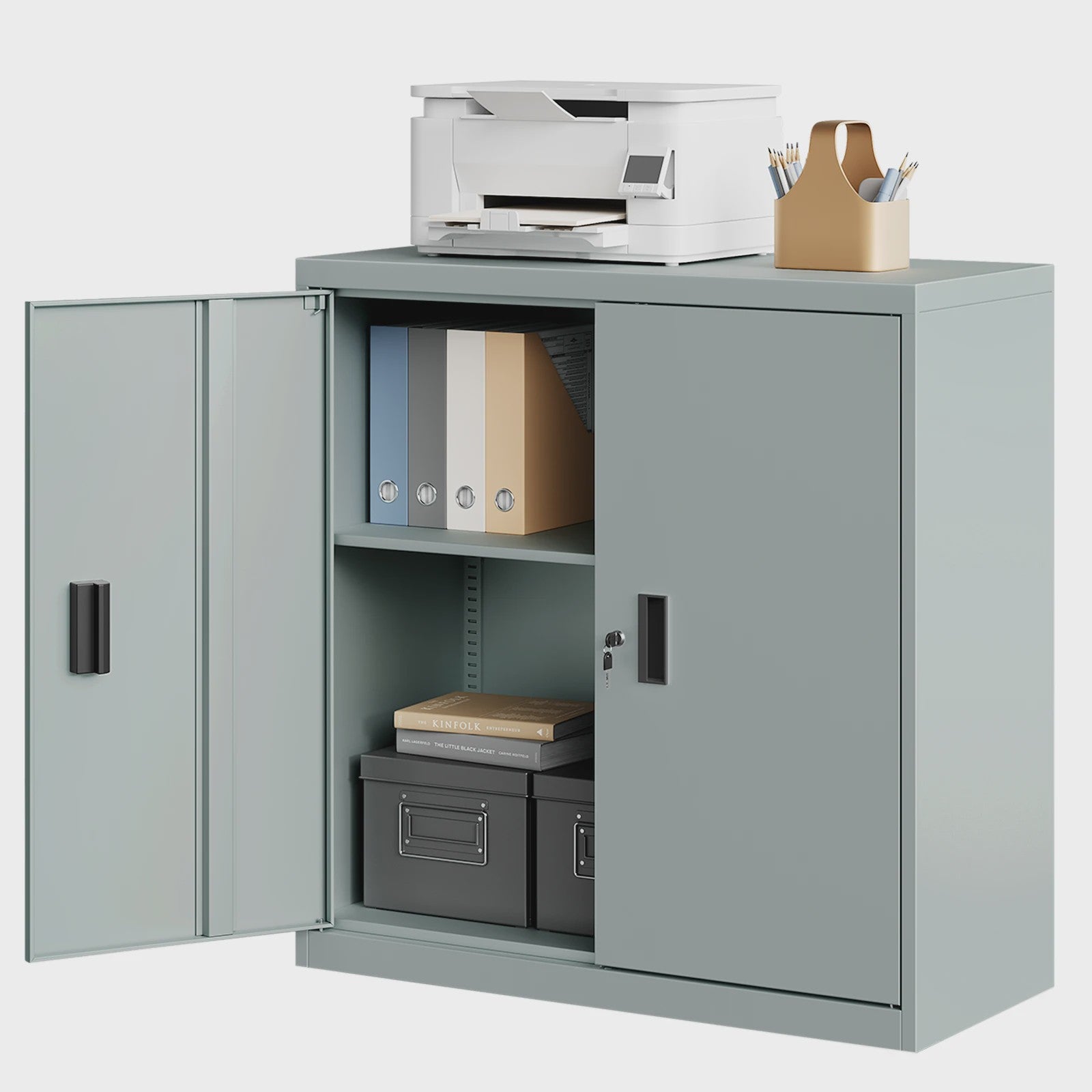 Afsluitbare Metalen Archiefkast met Slot en Verstelbare Legging - Kantoor & Printerkast