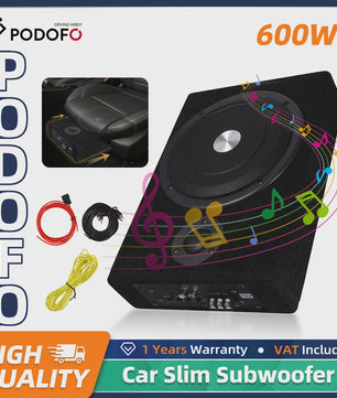 Podofo 8 inch 600W Slanke Actieve Onder-Zetel Subwoofer met Krachtige Versterker