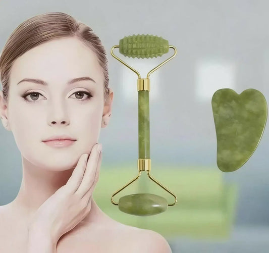 Natuurlijke Jade Roller & Gua Sha Set - Gezichtsmassage & Lichaam