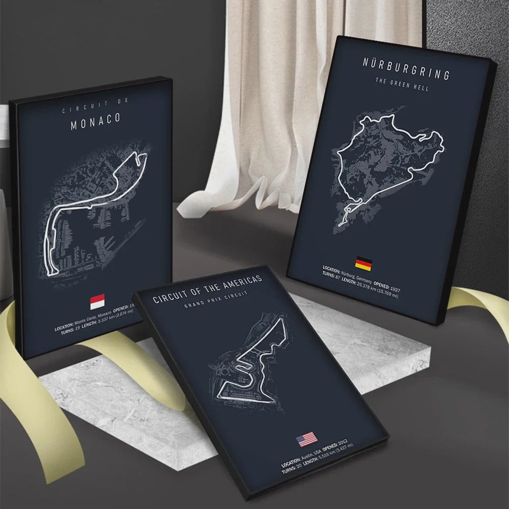 F1 Circuit Poster: Monaco Imola Track Art - Stijlvolle Motorsport Wall Art