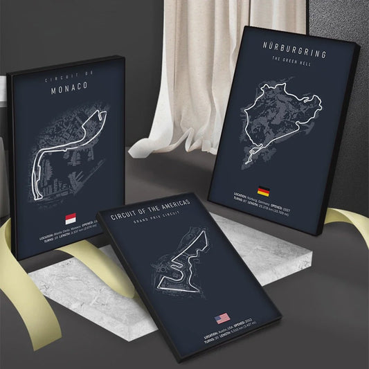 F1 Circuit Poster: Monaco Imola Track Art - Stijlvolle Motorsport Wall Art