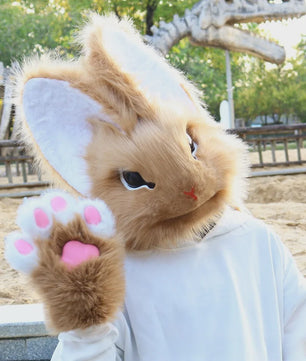 Realistisch Pluche Konijnenmasker - Fursuit Accessoire voor Cosplay, Feest & Halloween