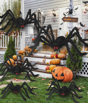 Enorme Zwarte Pluche Spin - Halloween Decoratie 30-200cm