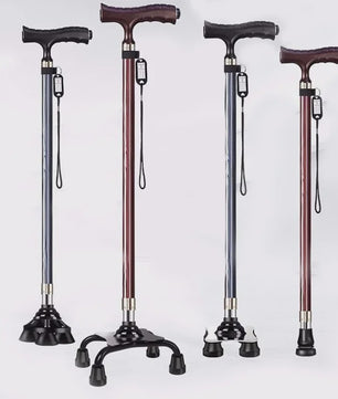 Verstelbare Aluminium Wandelstok met LED-lamp en Anti-slip Vierpoot