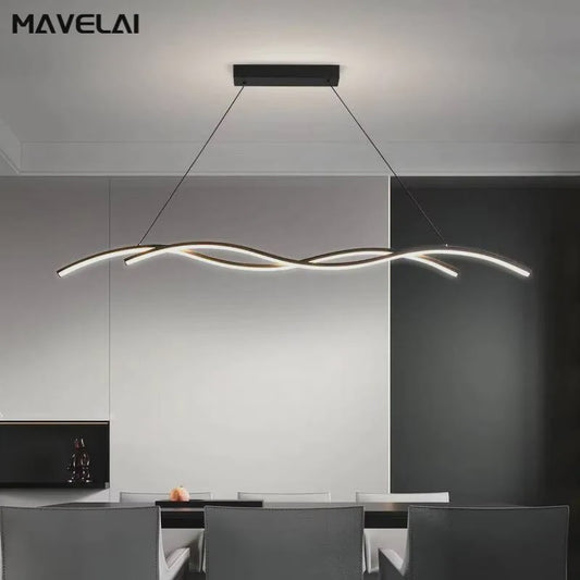 Moderne LED Plafondlamp Golvend Design - Zwart/Wit - Hotel, Restaurant, Bar