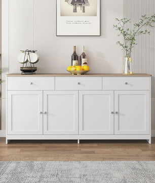 Ruime Buffetkast met 4 Deuren en 3 Lades - Cottage Stijl - 160cm Breed