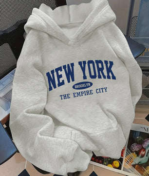 Dames Casual Hoodie met Letterprint - Comfortabele Pullover met Kangoeroezakken